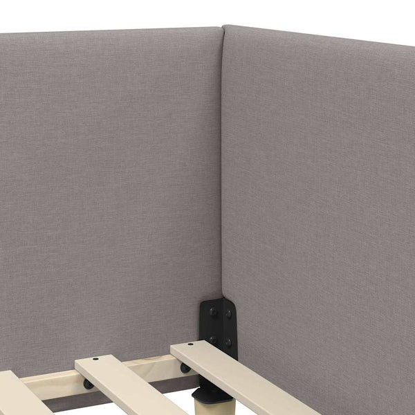 vidaXL Corner Bed Frame Taupe 100 cm x 200 cm Fabric and Plywood