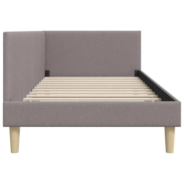vidaXL Corner Bed Frame Taupe 100 cm x 200 cm Fabric and Plywood
