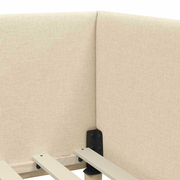 vidaXL Corner Bed Frame Cream 100 cm x 200 cm Fabric and Plywood