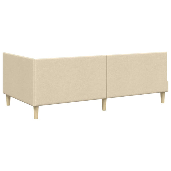 vidaXL Corner Bed Frame Cream 100 cm x 200 cm Fabric and Plywood
