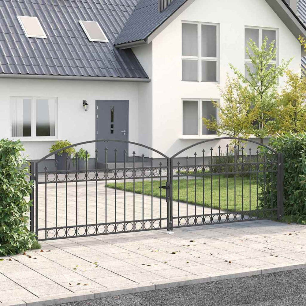 vidaXL Gate ASSEN 401 x 175.5 cm Steel Grey Lockable