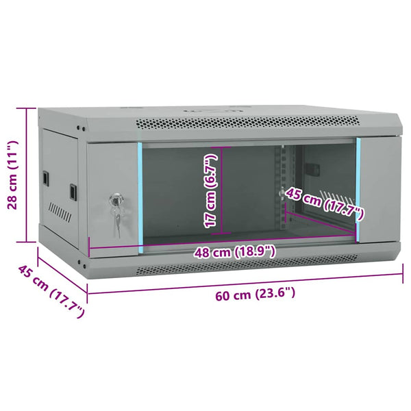 Netzwerkschrank Stahl Grau 60x45x28cm