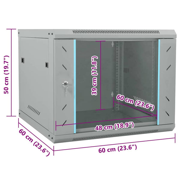 Netzwerkschrank Stahl Grau 60x60x50cm