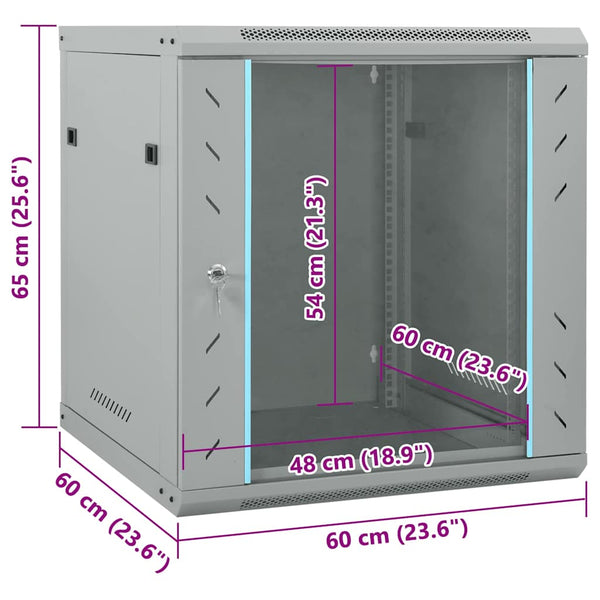 Netzwerkschrank Grau 60x60x65cm Stahl