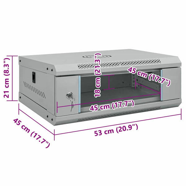 Netzwerkschrank mit Speicher Grau 53x45x21cm
