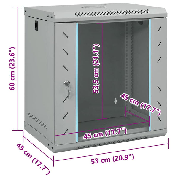 Netzwerkschrank mit Speicher Grau 53x45x60 cm