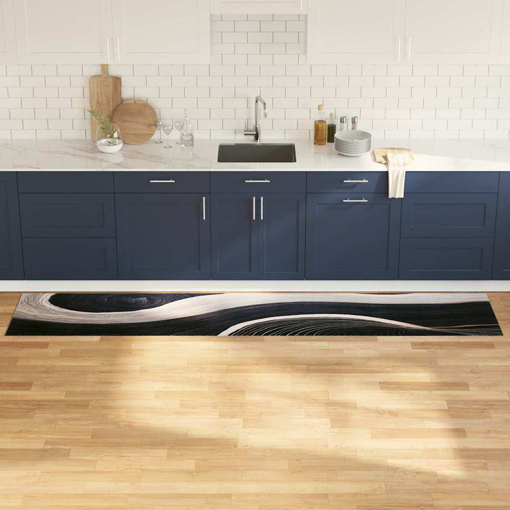 Schwarzer Küchenteppich Samt 300x60 cm