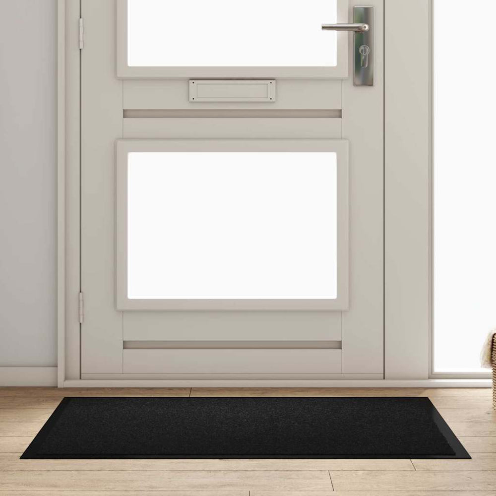 Schwarze Fußmatte Teddy Stoff 120x80 cm