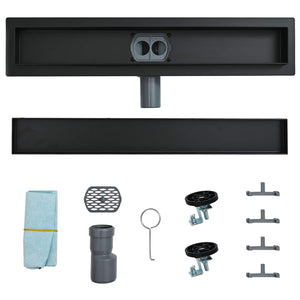 vidaXL 2-in-1 Shower Drain with 360° Siphon Black 80 cm 304 Stainless Steel