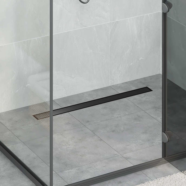 vidaXL 2-in-1 Shower Drain with 360° Siphon Black 80 cm 304 Stainless Steel