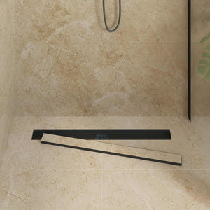 vidaXL 2-in-1 Shower Drain with 360° Siphon Black 80 cm 304 Stainless Steel