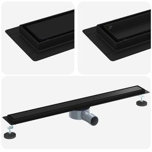 vidaXL 2-in-1 Shower Drain with 360° Siphon Black 80 cm 304 Stainless Steel