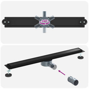 vidaXL 2-in-1 Shower Drain with 360° Siphon Black 80 cm 304 Stainless Steel
