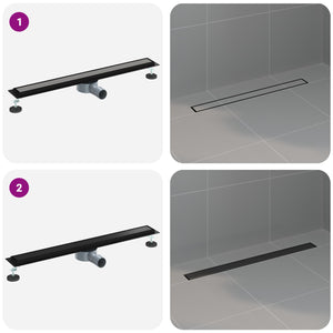 vidaXL 2-in-1 Shower Drain with 360° Siphon Black 80 cm 304 Stainless Steel