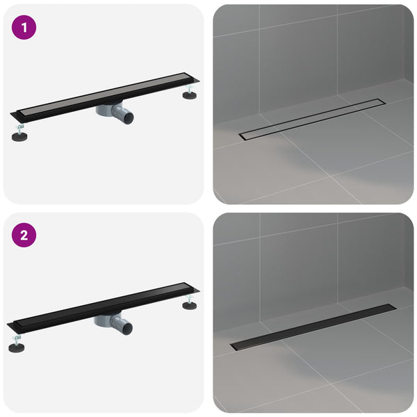 vidaXL 2-in-1 Shower Drain with 360° Siphon Black 80 cm 304 Stainless Steel