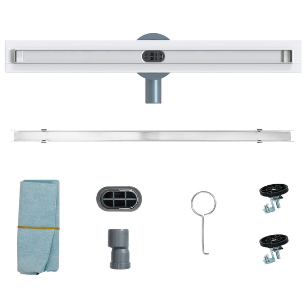 vidaXL 360° Shower Drain with Slim Model Silver 60 cm Stainless Steel 304