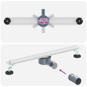 vidaXL 360° Shower Drain with Slim Model Silver 60 cm Stainless Steel 304