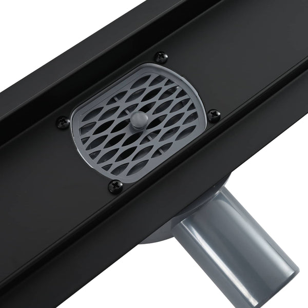 vidaXL 2-in-1 Shower Drain with 360° Siphon Black 90 cm 304 Stainless Steel