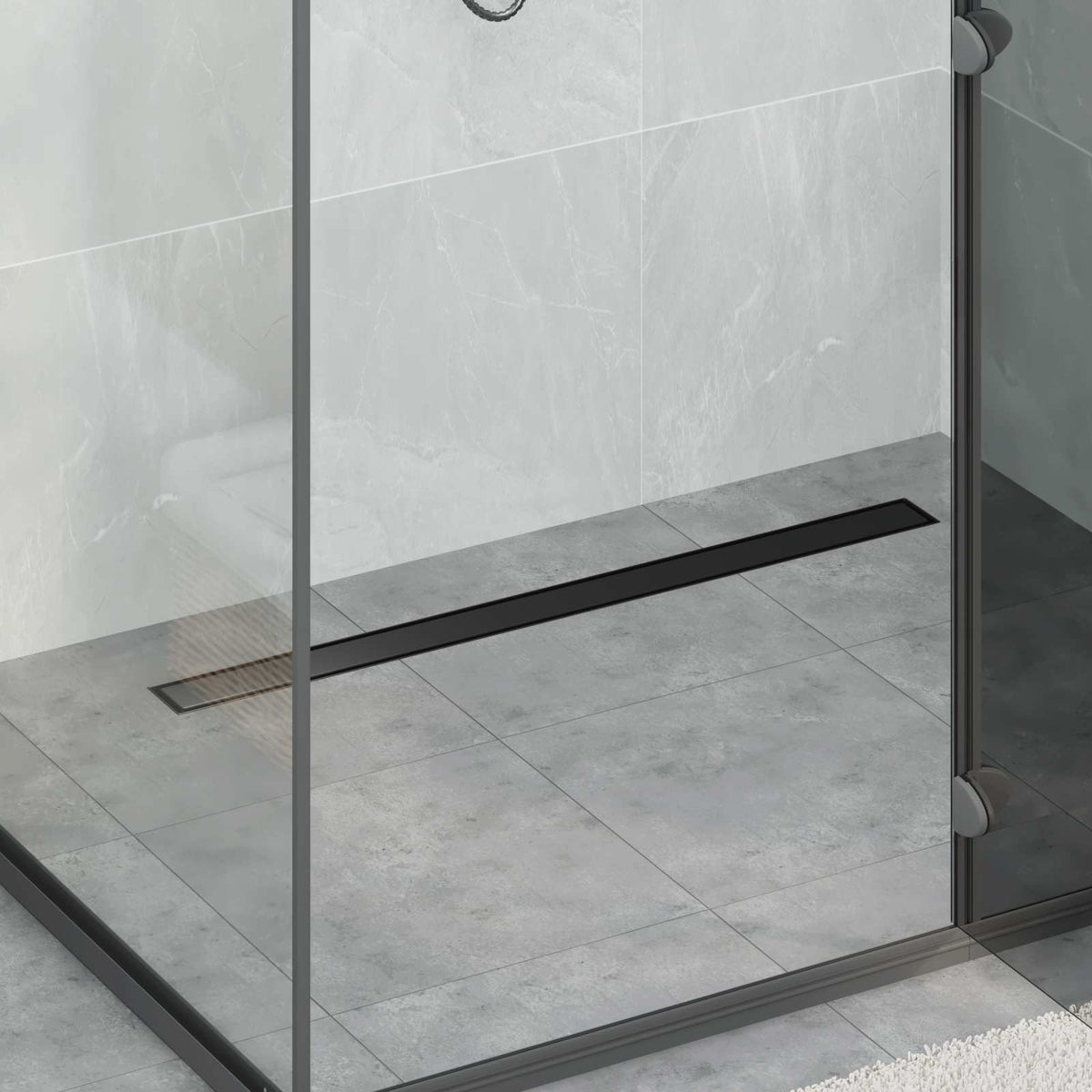 vidaXL 2-in-1 Shower Drain with 360° Siphon Black 90 cm 304 Stainless Steel