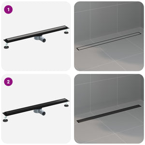 vidaXL 2-in-1 Shower Drain with 360° Siphon Black 90 cm 304 Stainless Steel