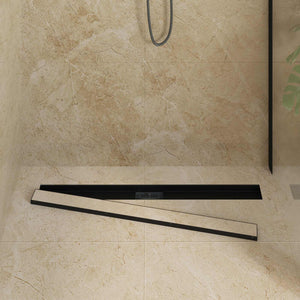 vidaXL 2-in-1 Shower Drain Black 100 cm Stainless Steel 304