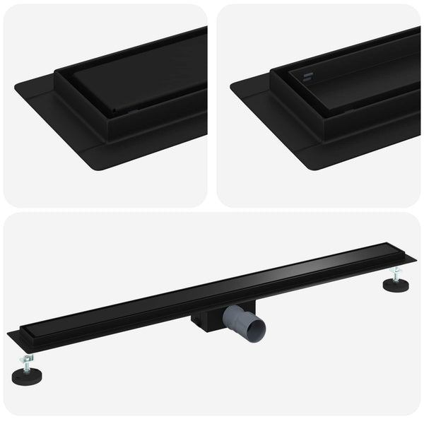 vidaXL 2-in-1 Shower Drain Black 100 cm Stainless Steel 304
