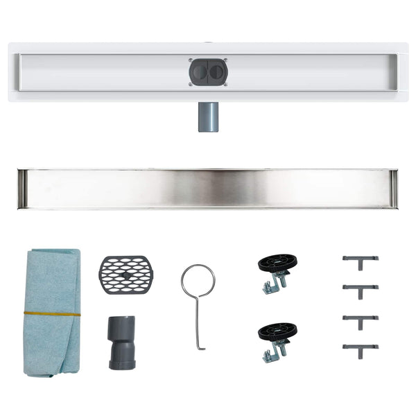 vidaXL 2-in-1 Shower Drain with 360° Siphon Silver 70 cm 304 Stainless Steel