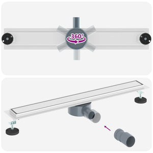 vidaXL 2-in-1 Shower Drain with 360° Siphon Silver 70 cm 304 Stainless Steel