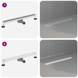 vidaXL 2-in-1 Shower Drain with 360° Siphon Silver 70 cm 304 Stainless Steel