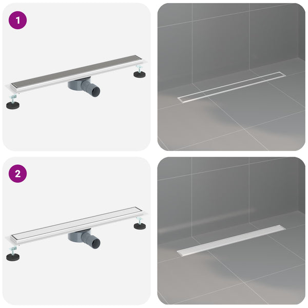 vidaXL 2-in-1 Shower Drain with 360° Siphon Silver 70 cm 304 Stainless Steel