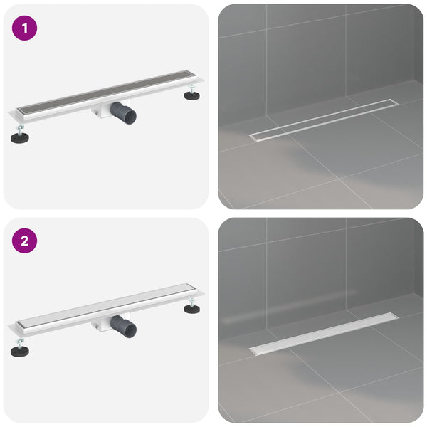 vidaXL 2-in-1 Shower Drain Silver 80 cm Stainless Steel 304