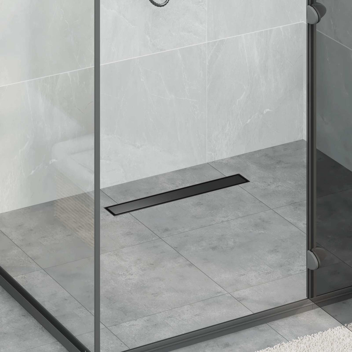 vidaXL 2-in-1 Shower Drain Black 60 cm Stainless Steel 304