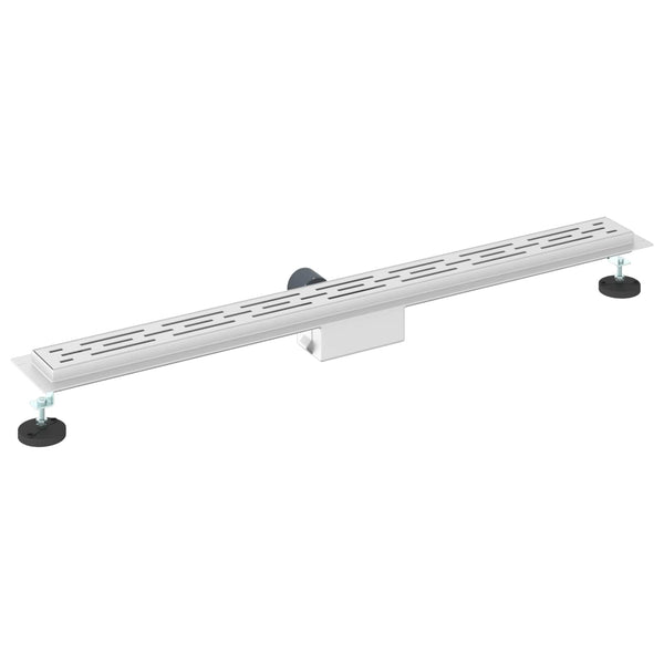 vidaXL Shower Drain with Line Design Silver 90 cm Stainless Steel 304