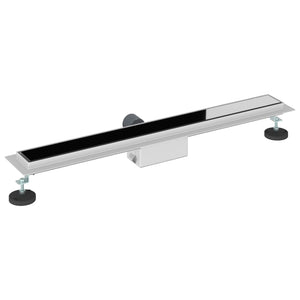 vidaXL Shower Drain with Glass Cover Black 70 cm 304 Stainless Steel