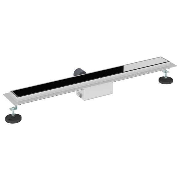 vidaXL Shower Drain with Glass Cover Black 70 cm 304 Stainless Steel