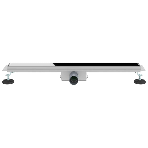 vidaXL Shower Drain with Glass Cover Black 70 cm 304 Stainless Steel
