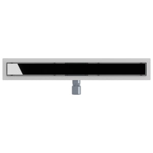 vidaXL Shower Drain with Glass Cover Black 70 cm 304 Stainless Steel