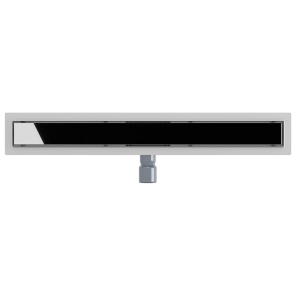 vidaXL Shower Drain with Glass Cover Black 70 cm 304 Stainless Steel