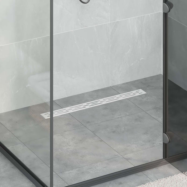 vidaXL Shower Drain with Line Design Silver 70 cm 304 Stainless Steel
