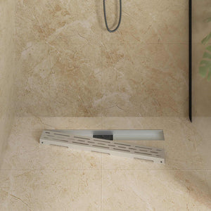 vidaXL Shower Drain with Line Design Silver 70 cm 304 Stainless Steel