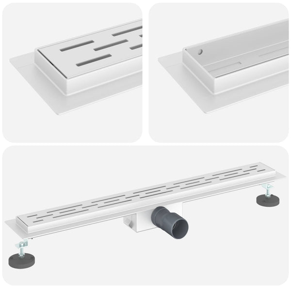 vidaXL Shower Drain with Line Design Silver 70 cm 304 Stainless Steel