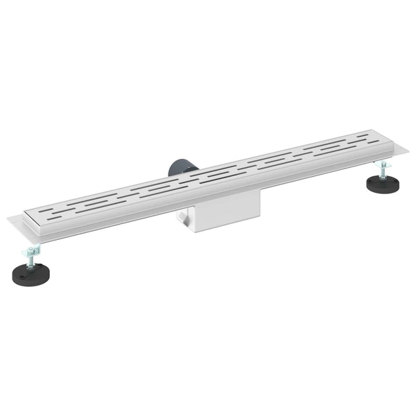vidaXL Shower Drain with Line Design Silver 70 cm 304 Stainless Steel