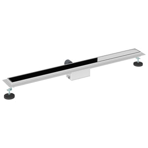 vidaXL Shower Drain with Glass Cover Black 100 cm Stainless Steel 304