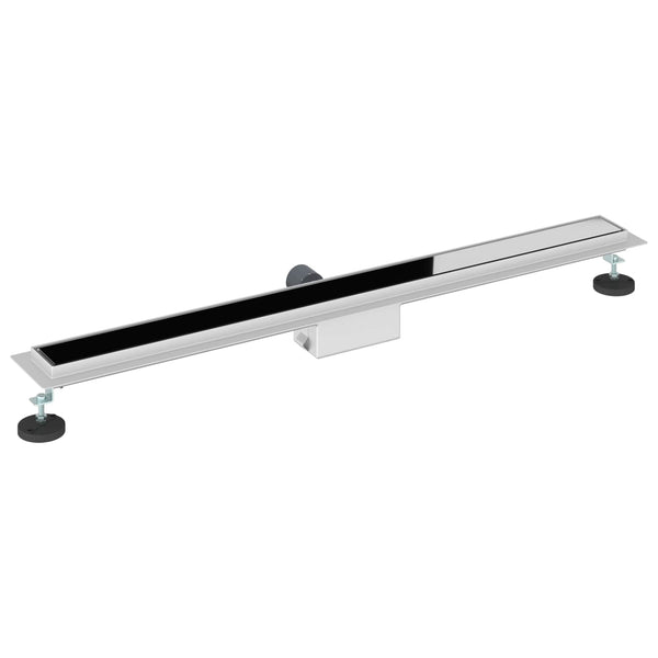 vidaXL Shower Drain with Glass Cover Black 100 cm Stainless Steel 304