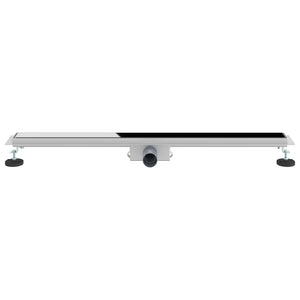 vidaXL Shower Drain with Glass Cover Black 100 cm Stainless Steel 304