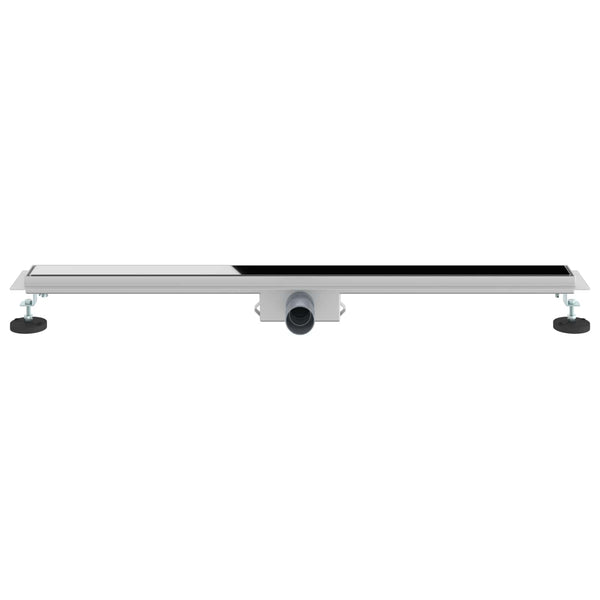 vidaXL Shower Drain with Glass Cover Black 100 cm Stainless Steel 304