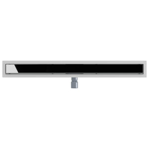 vidaXL Shower Drain with Glass Cover Black 100 cm Stainless Steel 304
