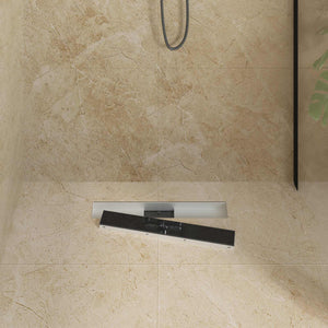 vidaXL Shower Drain with Glass Cover Black 50 cm 304 Stainless Steel