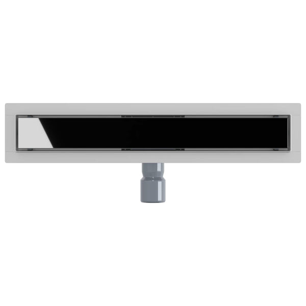 vidaXL Shower Drain with Glass Cover Black 50 cm 304 Stainless Steel