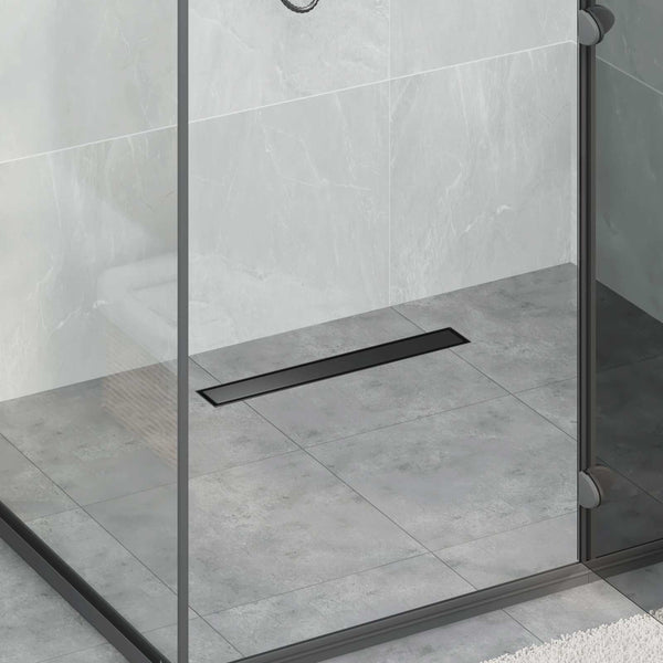 vidaXL 2-in-1 Shower Drain with 360° Siphon Black 50 cm 304 Stainless Steel